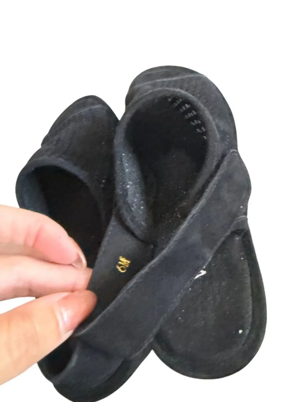 VAN ELI Black Sueded Leather Wedges Sandals Size 6